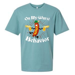 Funny Oktoberfest On My Wurst Behavior Sueded Cloud Jersey T-Shirt