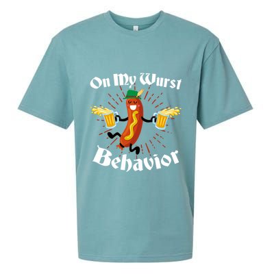 Funny Oktoberfest On My Wurst Behavior Sueded Cloud Jersey T-Shirt