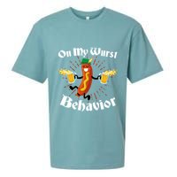 Funny Oktoberfest On My Wurst Behavior Sueded Cloud Jersey T-Shirt