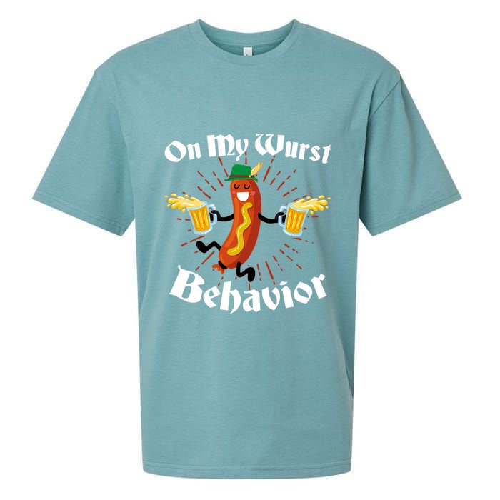 Funny Oktoberfest On My Wurst Behavior Sueded Cloud Jersey T-Shirt