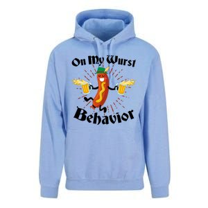 Funny Oktoberfest On My Wurst Behavior Unisex Surf Hoodie