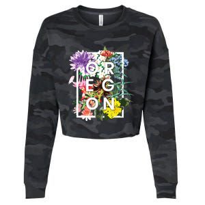 Flowers Of Oregon Word Art Oregonian Pride Cropped Pullover Crew