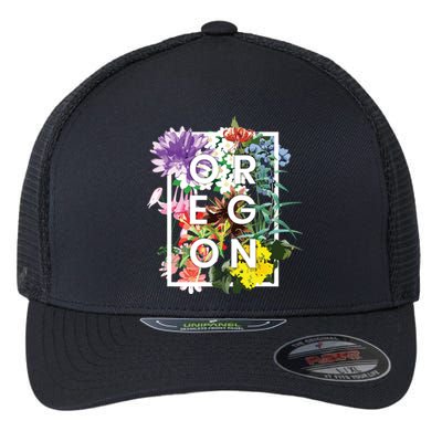 Flowers Of Oregon Word Art Oregonian Pride Flexfit Unipanel Trucker Cap