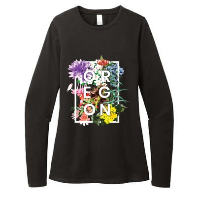 Flowers Of Oregon Word Art Oregonian Pride Womens CVC Long Sleeve Shirt