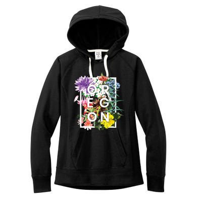 Flowers Of Oregon Word Art Oregonian Pride Women's Fleece Hoodie