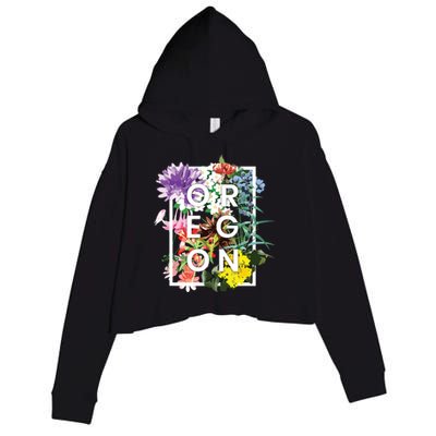 Flowers Of Oregon Word Art Oregonian Pride Crop Fleece Hoodie