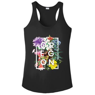 Flowers Of Oregon Word Art Oregonian Pride Ladies PosiCharge Competitor Racerback Tank