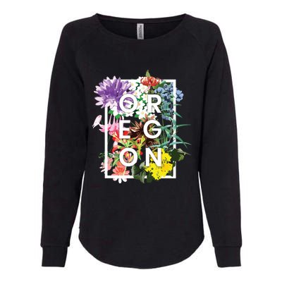 Flowers Of Oregon Word Art Oregonian Pride Womens California Wash Sweatshirt