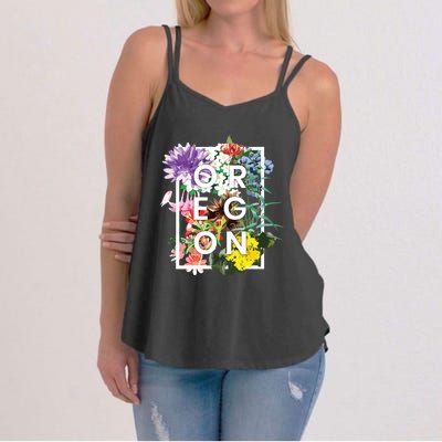 Flowers Of Oregon Word Art Oregonian Pride Women's Strappy Tank