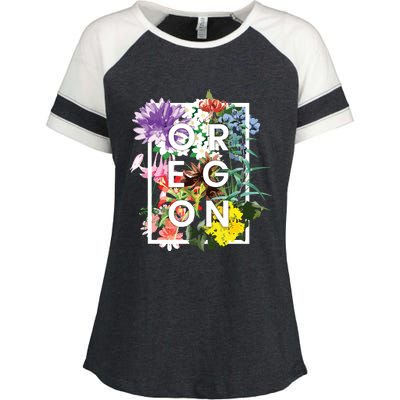 Flowers Of Oregon Word Art Oregonian Pride Enza Ladies Jersey Colorblock Tee