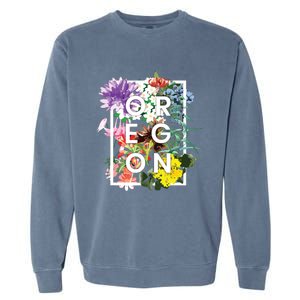 Flowers Of Oregon Word Art Oregonian Pride Garment-Dyed Sweatshirt