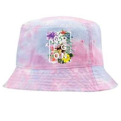 Flowers Of Oregon Word Art Oregonian Pride Tie-Dyed Bucket Hat