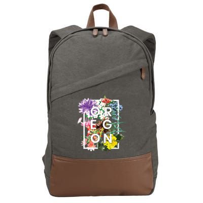 Flowers Of Oregon Word Art Oregonian Pride Cotton Canvas Backpack