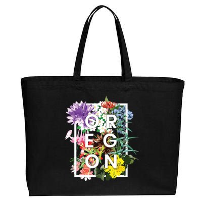 Flowers Of Oregon Word Art Oregonian Pride Cotton Canvas Jumbo Tote