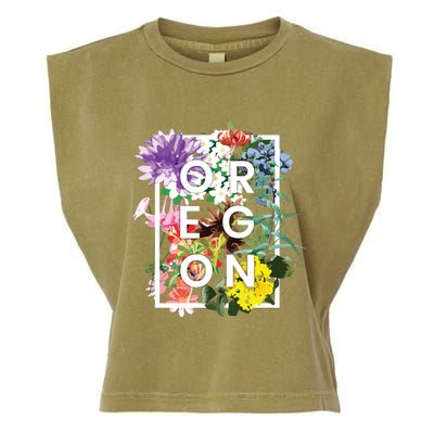 Flowers Of Oregon Word Art Oregonian Pride Garment-Dyed Women's Muscle Tee