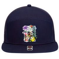 Flowers Of Oregon Word Art Oregonian Pride 7 Panel Mesh Trucker Snapback Hat