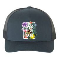 Flowers Of Oregon Word Art Oregonian Pride Yupoong Adult 5-Panel Trucker Hat