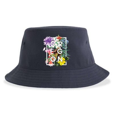 Flowers Of Oregon Word Art Oregonian Pride Sustainable Bucket Hat