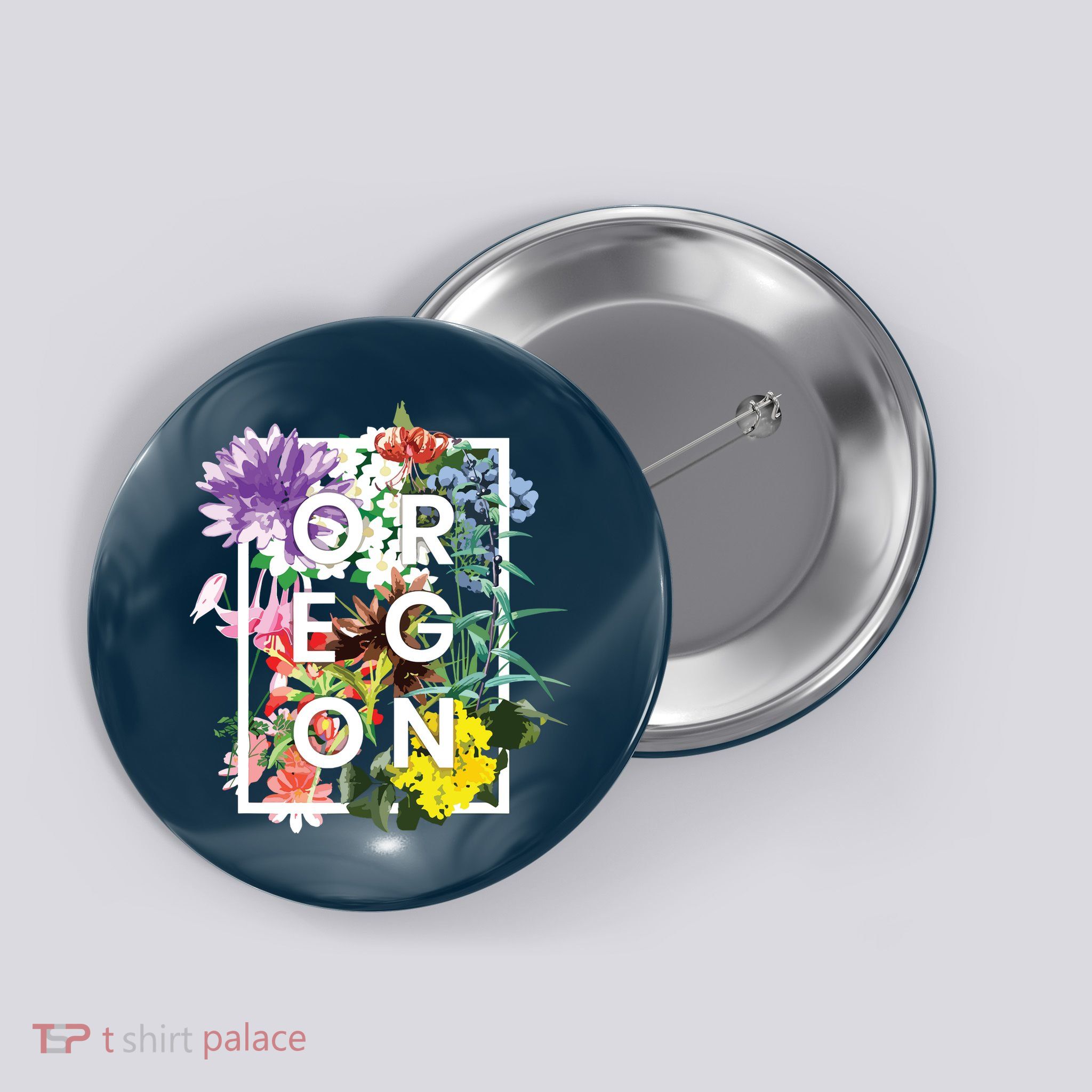 Flowers Of Oregon Word Art Oregonian Pride Button