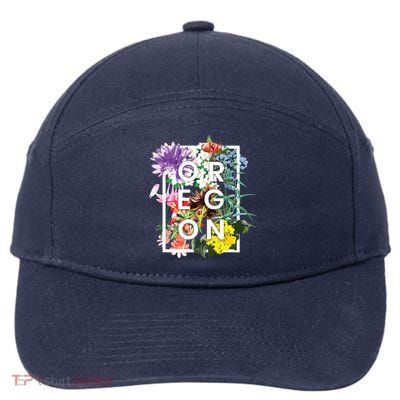 Flowers Of Oregon Word Art Oregonian Pride 7-Panel Snapback Hat