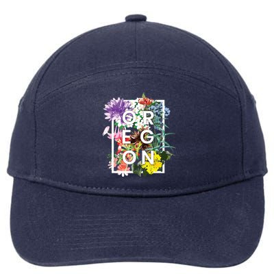 Flowers Of Oregon Word Art Oregonian Pride 7-Panel Snapback Hat