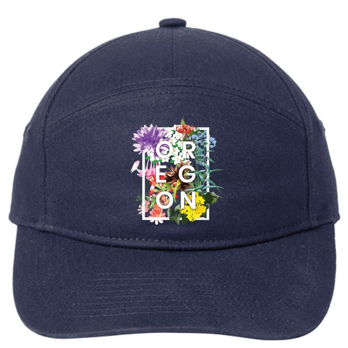 Flowers Of Oregon Word Art Oregonian Pride 7-Panel Snapback Hat