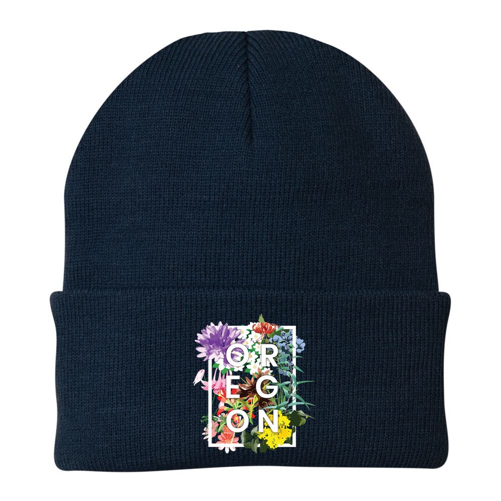 Flowers Of Oregon Word Art Oregonian Pride Beanie