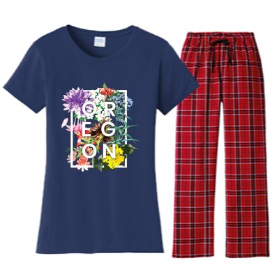 Flowers Of Oregon Word Art Oregonian Pride Women's Flannel Pajama Set