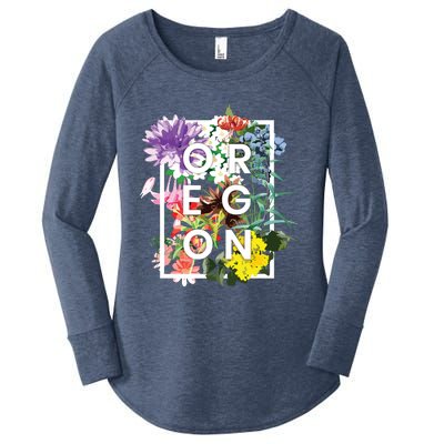 Flowers Of Oregon Word Art Oregonian Pride Women's Perfect Tri Tunic Long Sleeve Shirt