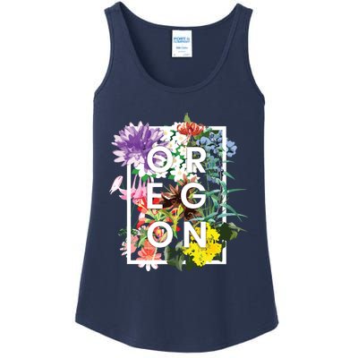 Flowers Of Oregon Word Art Oregonian Pride Ladies Essential Tank