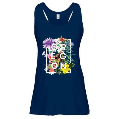 Flowers Of Oregon Word Art Oregonian Pride Ladies Essential Flowy Tank