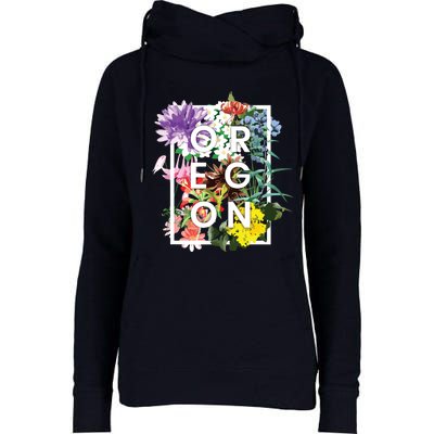 Flowers Of Oregon Word Art Oregonian Pride Womens Funnel Neck Pullover Hood