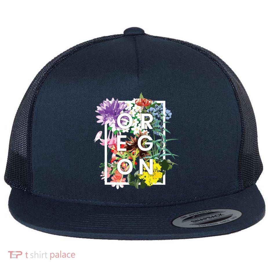 Flowers Of Oregon Word Art Oregonian Pride Flatbill Hat