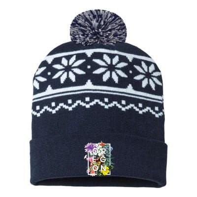 Flowers Of Oregon Word Art Oregonian Pride USA-Made Snowflake Beanie