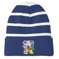 Flowers Of Oregon Word Art Oregonian Pride Striped Beanie with Solid Band