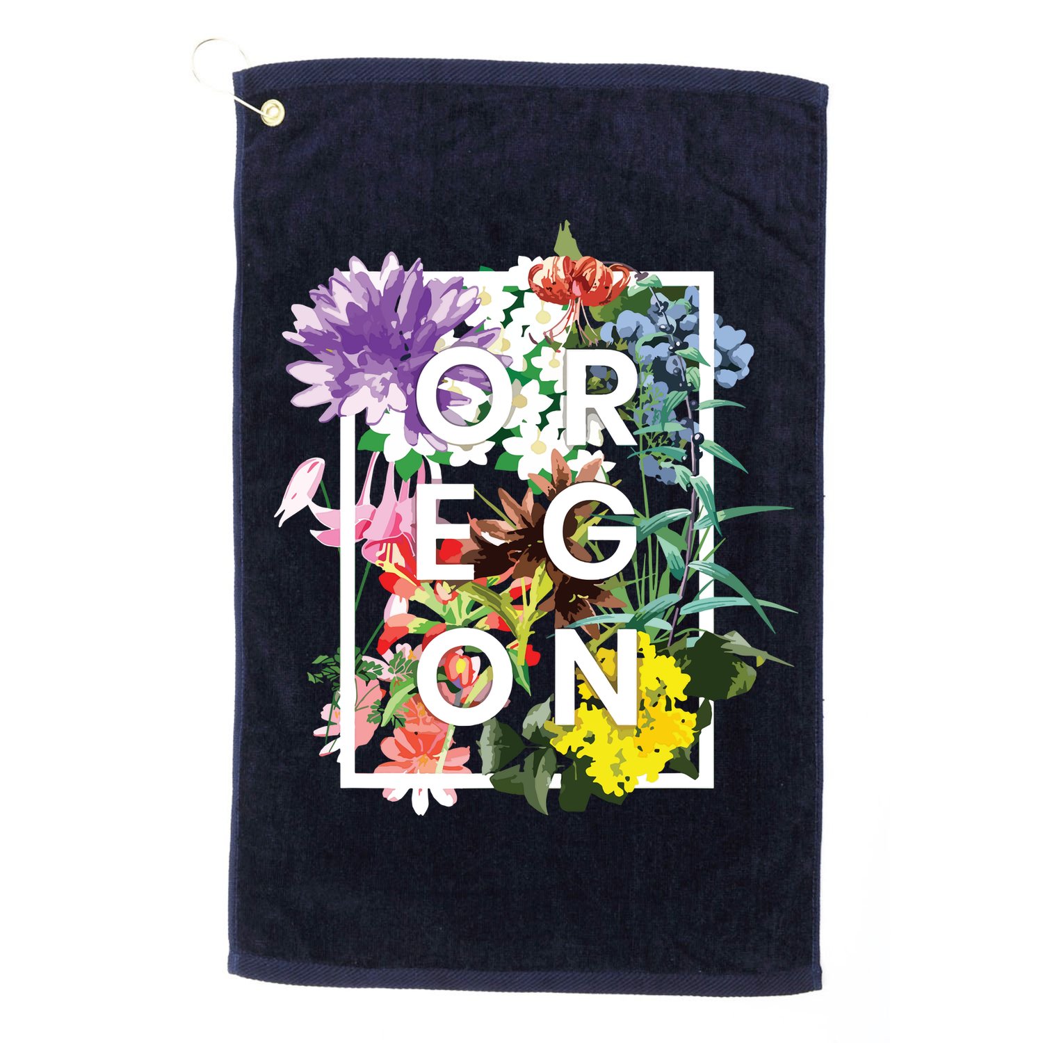 Flowers Of Oregon Word Art Oregonian Pride Golf Towel