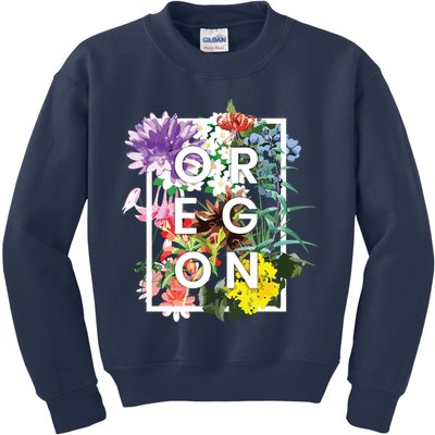 Flowers Of Oregon Word Art Oregonian Pride Kids Sweatshirt