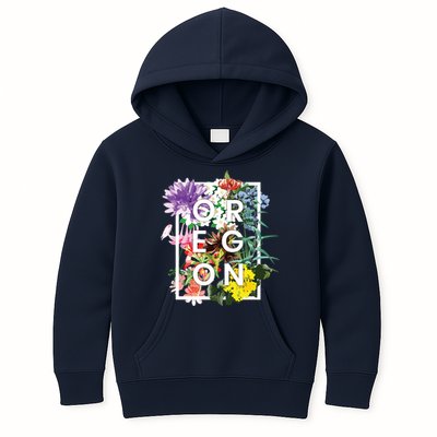 Flowers Of Oregon Word Art Oregonian Pride Kids Hoodie