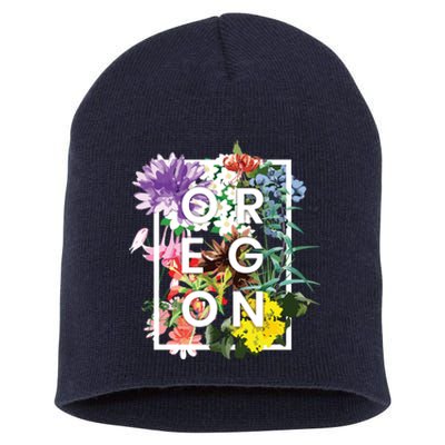 Flowers Of Oregon Word Art Oregonian Pride Short Acrylic Beanie