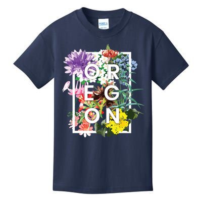 Flowers Of Oregon Word Art Oregonian Pride Kids T-Shirt