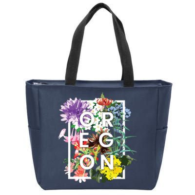 Flowers Of Oregon Word Art Oregonian Pride Zip Tote Bag