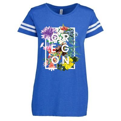 Flowers Of Oregon Word Art Oregonian Pride Enza Ladies Jersey Football T-Shirt