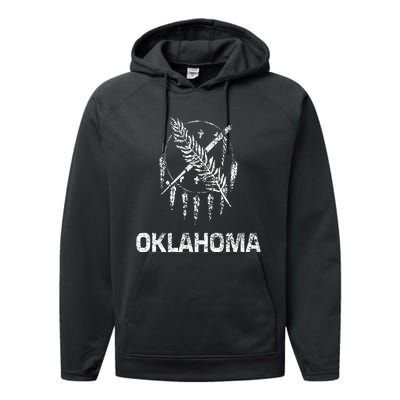 Flag Of Oklahoma The Sooner State Tulsa Norman Edmond Performance Fleece Hoodie