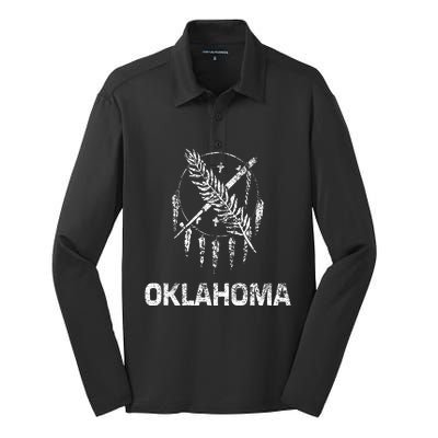 Flag Of Oklahoma The Sooner State Tulsa Norman Edmond Silk Touch Performance Long Sleeve Polo