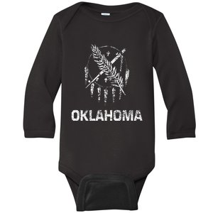 Flag Of Oklahoma The Sooner State Tulsa Norman Edmond Baby Long Sleeve Bodysuit