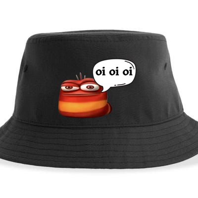 Funny Oi Oi Oi Red Worm Sarcastic Meme Sustainable Bucket Hat