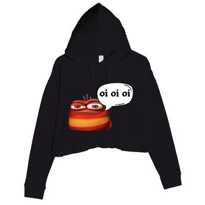 Funny Oi Oi Oi Red Worm Sarcastic Meme Crop Fleece Hoodie