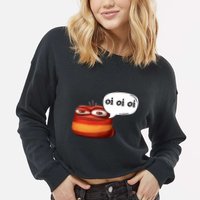 Funny Oi Oi Oi Red Worm Sarcastic Meme Cropped Pullover Crew