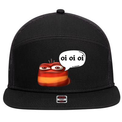 Funny Oi Oi Oi Red Worm Sarcastic Meme 7 Panel Mesh Trucker Snapback Hat