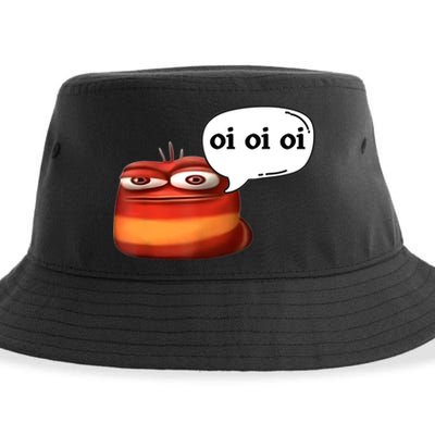 Funny Oi Oi Oi Red Worm Sarcastic Meme Sustainable Bucket Hat